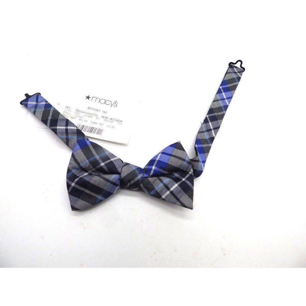 Alfani Men’s Pre-tied Adjustable Bow-tie, Plaid, Black/Gray/Purple